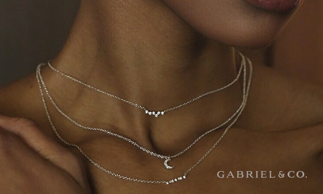 Three diamond necklaces by Gabriel & Co.