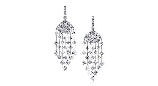 a pair of diamond chandelier earrings